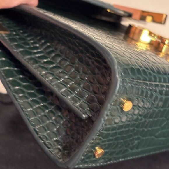 NEW YSL Calfskin Crocodile Embossed Mini Cassandra Gold Hardware with Dust Bag - Picture 8 of 14